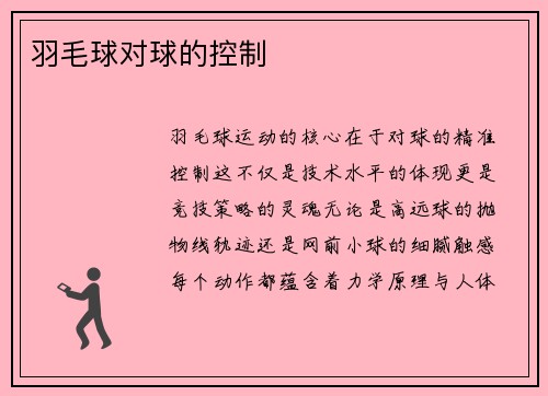 羽毛球对球的控制